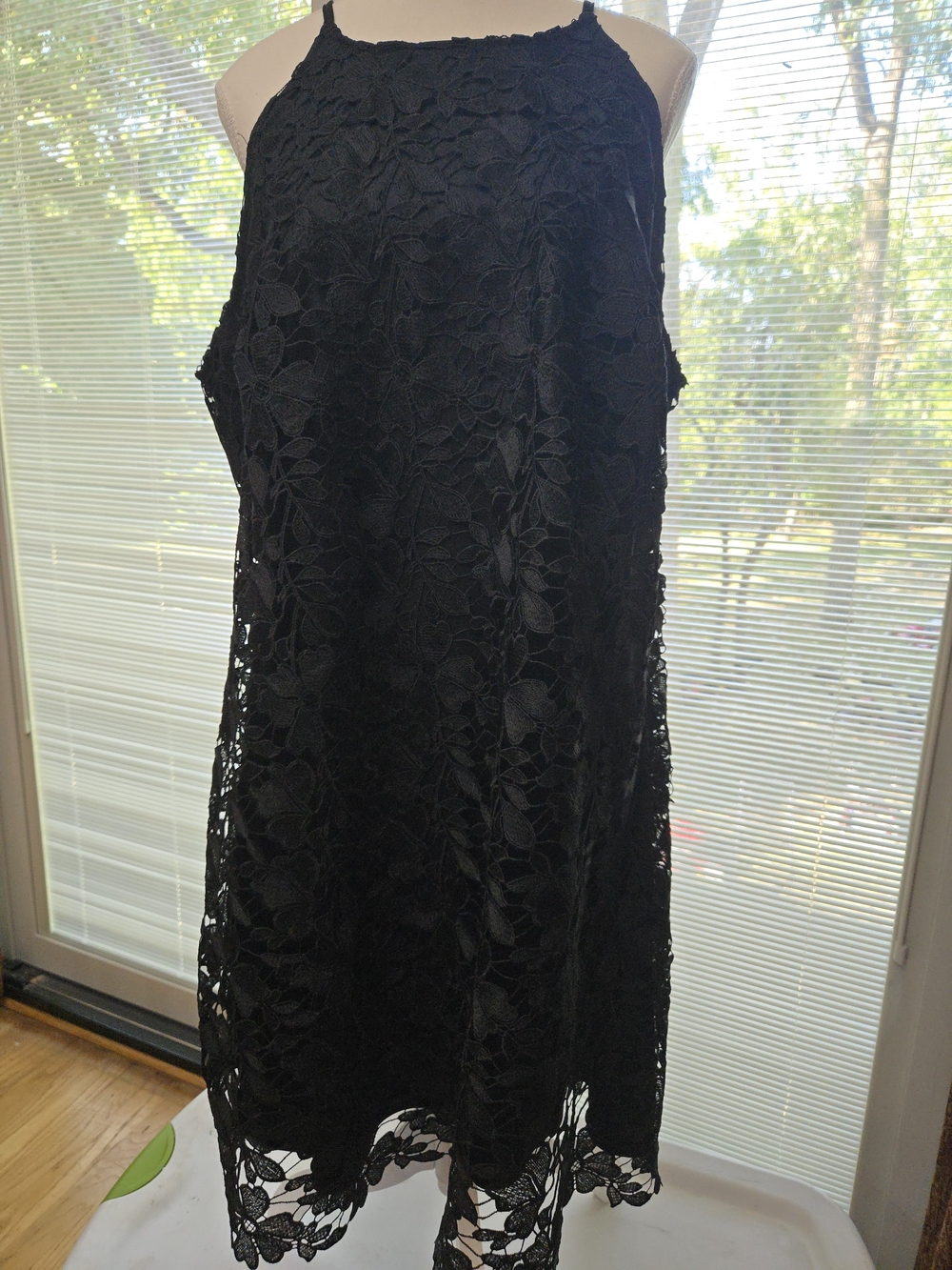 a new day Black Floral Lace Halter Midi Dress